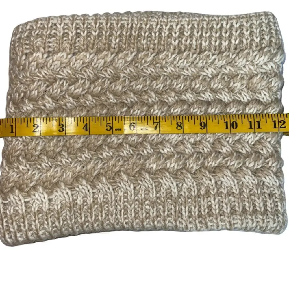 Knit Ivory Infinity Scarf With Sherpa Lining